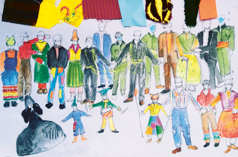 Dessins de costumes de David et Jonathas