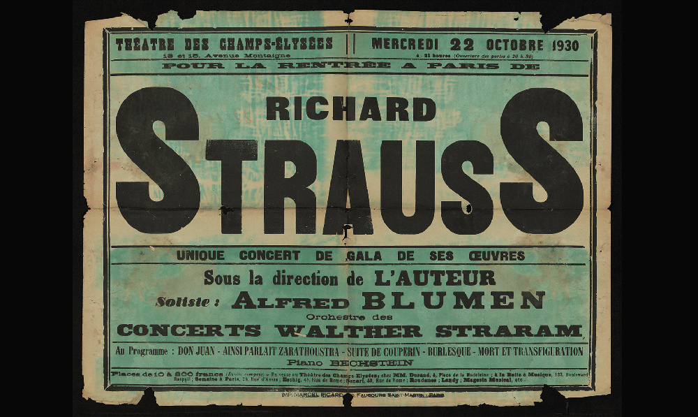 Affiche de Richard Strauss au Théâtre des Champs-Elysées, 1930