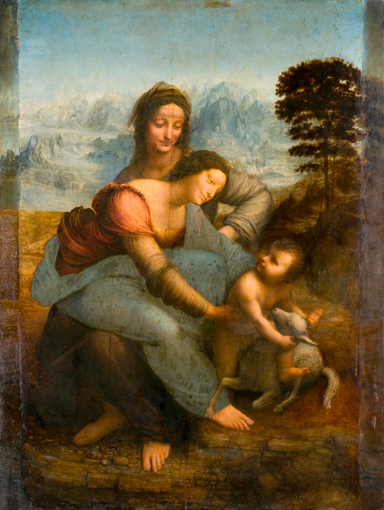 Léonard de Vinci, Sainte Anne, la Vierge et l'Enfant Jésus jouant avec un agneau © Musée du Louvre