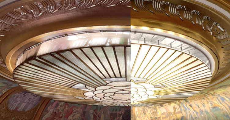 Comparaison avant / après de l'intensité lumineuse des éclairages patrimoniaux (simulation en 3D) 