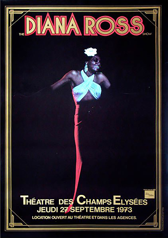 Affiche du concert de Diana Ross au Théâtre des Champs-Elysées à Paris, 1973